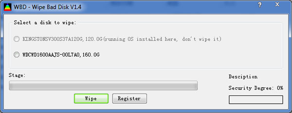 Wipe Bad Disk(硬盘坏道修复工具) V1.4 绿色版