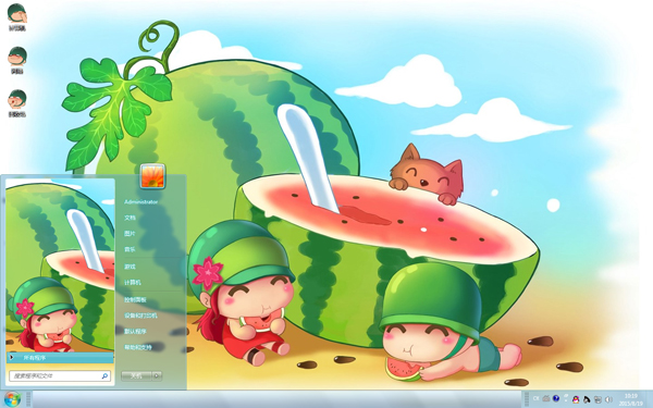 炮炮兵吃西瓜Win8主题