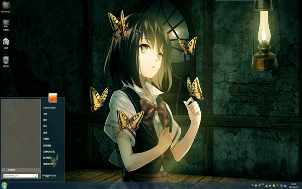 蝴蝶与少女动漫Win8主题