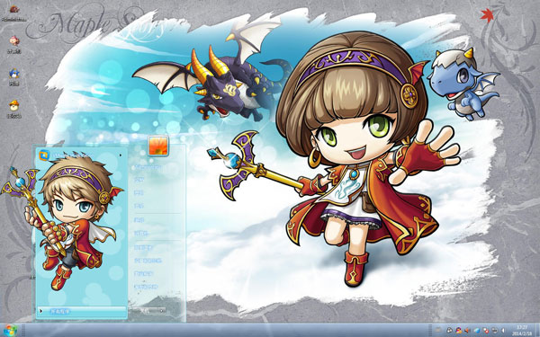 冒险岛2D游戏魔法师Win8主题