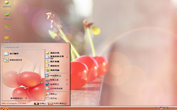 圆润红嫩樱桃win8电脑主题